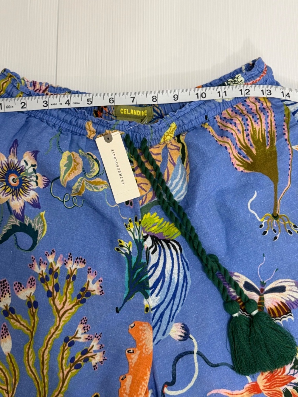 NWT Anthropologie Celandine x Sarah Gordon Linen Blend Wide-Leg Pants Blue XS - Picture 6 of 12